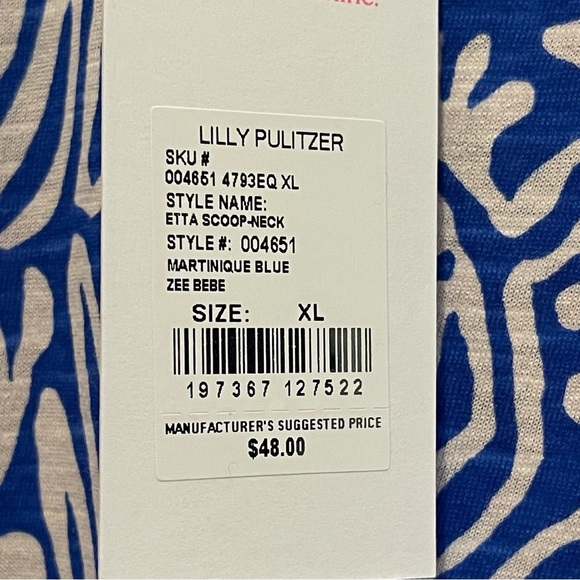 Lilly Pulitzer Etta Scoop Neck Zee Bebe Size XL - Picture 4 of 5